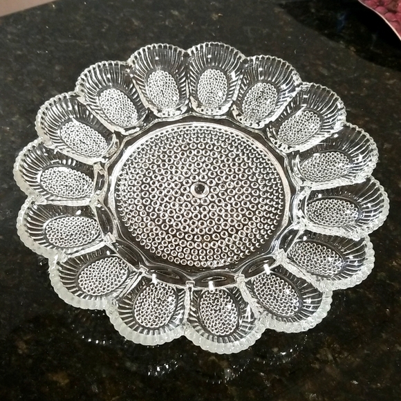 Indiana Glass Dining Vintage Deviled Egg Platter Indisna Glass